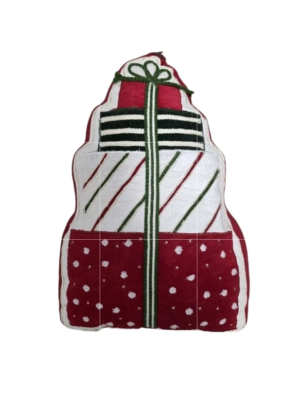 Christmas Tree Pillow Presents Beaded Embroidered Admira Red Holiday Couch
